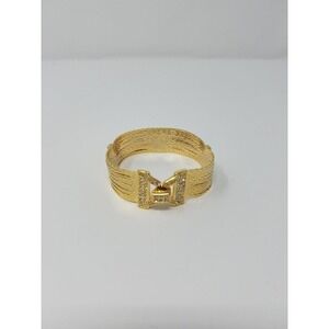 Vtg Nolan Miller Star Luster bracelet gold tone crystal clasp jewelry preppy